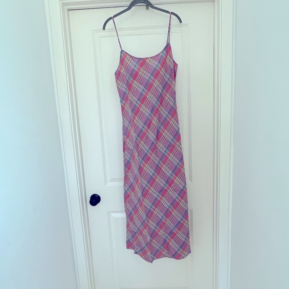 NWT Jcrew gingham linen slip dress size T10.